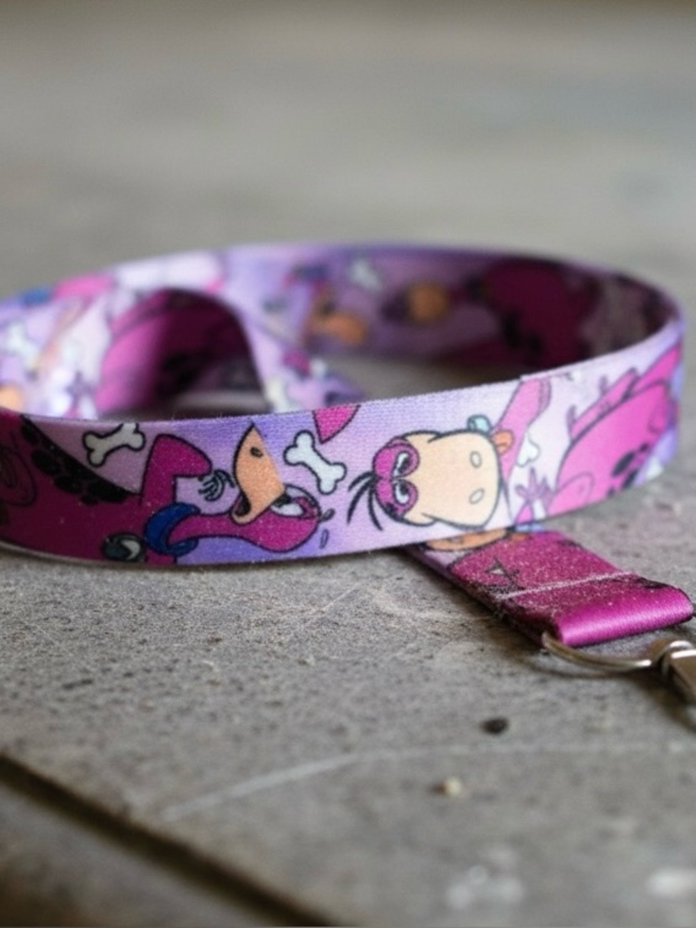 Flintstones Dino Lanyard Purple Cartoon Keychain ID Holder
